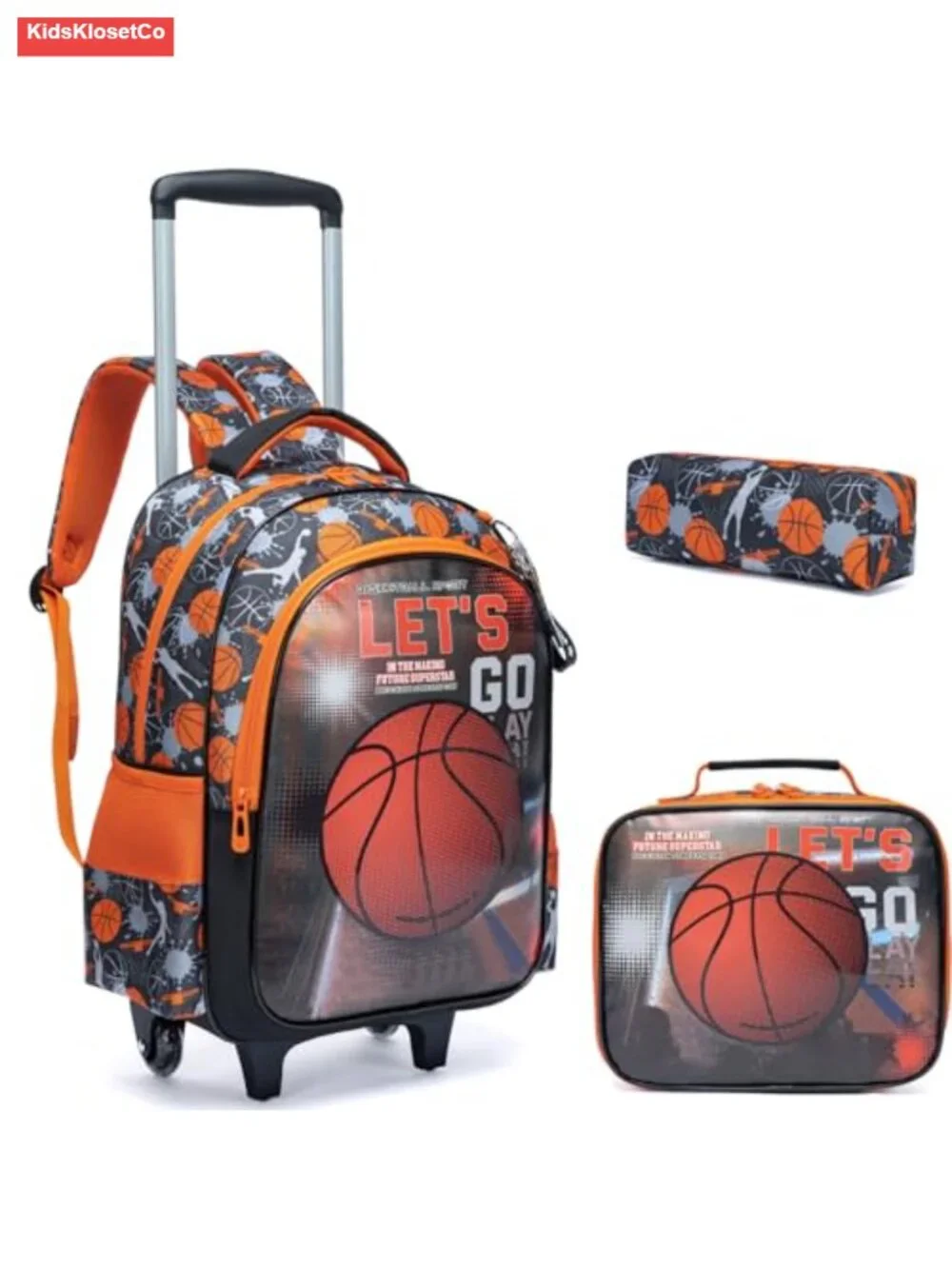 Kids Rolling Backpack with Wheels 3 Piece Set Boys Travel Trolley Luggage